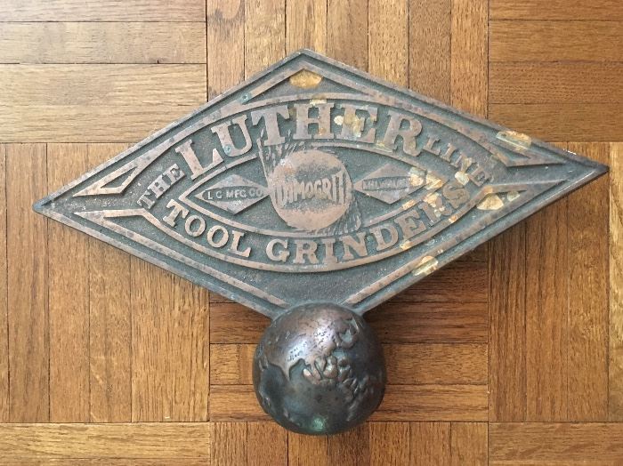 Luther Tool Grinder brass sign