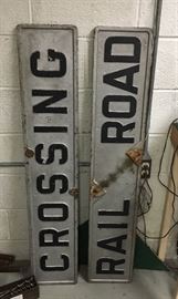 Cast Iron crossing and rail road signs double sided
