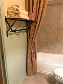 Towel shelving and shower curtain