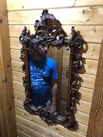 Carved antique mirror