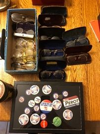 Antique gold and gold filled Eye Glasses political buttons