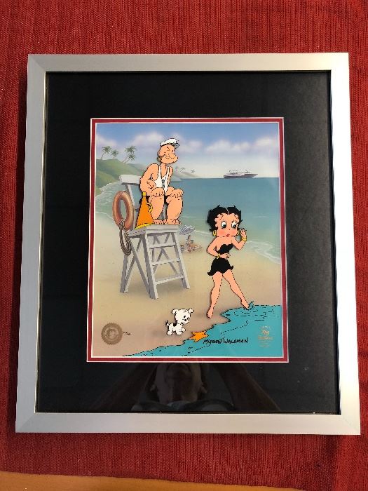 Popeye and Betty Boop Cel autographed 