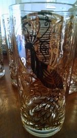 VINTAGE GOLD PEACOCK DRINKING GLASSES