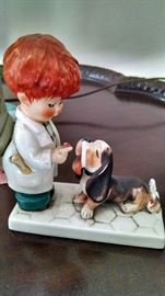 GOEBEL BOY/ DOG STATUE