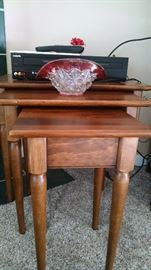 SOLID WOOD NESTING TABLES..SET OF 3