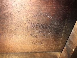 HEIRLOOM WEIMAN LEATHER TOP COFFEE TABLE