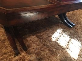 HEIRLOOM WEIMAN LEATHER TOP COFFEE TABLE