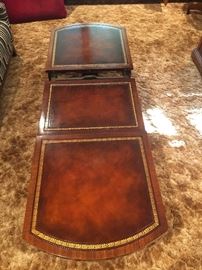 HEIRLOOM WEIMAN LEATHER TOP COFFEE TABLE