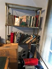 Books and Metal & Glass Standing Shelves