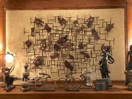 Assorted Metal Art Pieces for Table and Wall in the Style of Jere