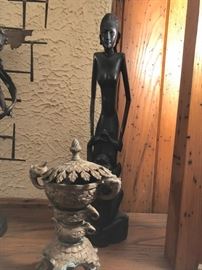 Lots of Unique Decorative Items - Covered Urn and Sculptural Piece