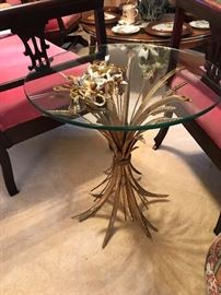 Glass Top / Metal Flower Vintage Table $ 82.00