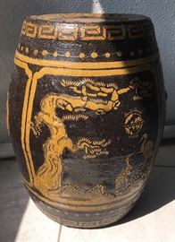 Ochre and Tobacco Glazed Pottery Garden Seat