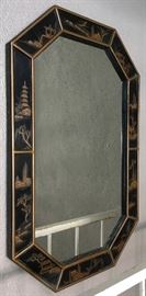 Chinoiserie Lacquered Hexagonal Framed Mirror