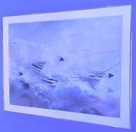 Framed Abstract Print on Hand-Made Paper