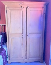 Pine Armoire, Hand Wrought Hardware and  Adjustable Shelving Interior