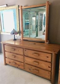 Knotty Pine Lodgepole Dresser with Mirror