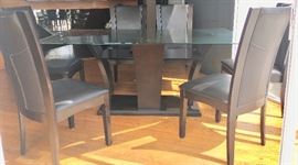 Glass-Top Dining Table with 6-Chairs