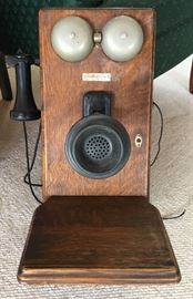 Antique Telephone (adapted for the dial-system) real rotary dial inside cabinet.  Quite a "Conversation" Piece