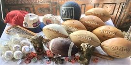 Sports collectibles: Signed footballs from the early 1960's autographed by Sonny Jurgensen and teammates, Deacon Jones (LA Rams 1961-71), Pro Bowl footballs from 1960-65 autographed by Jim Brown, Rosey Grier, Y.A. Tittle, Don Shula, Merle Olsen, Fred Williamson and many more.  Also MLB commemorative World Series baseballs. 1992 Toronto, 2002 Angels.