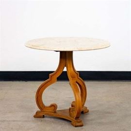 MARBLE TOP PEDESTAL END TABLE