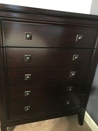 Pretty dark cherry 5 drawer dresser with top drawer lined in red velvet.