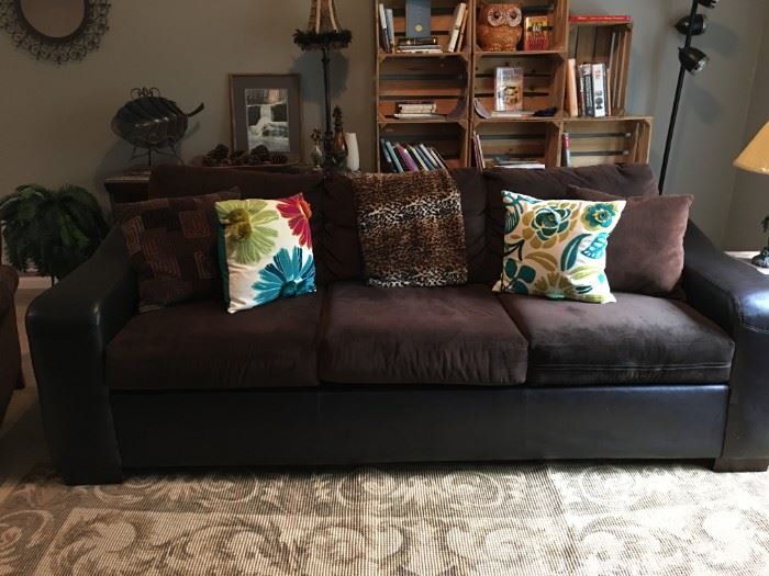 Pleather and microfiber sofa. So nice!