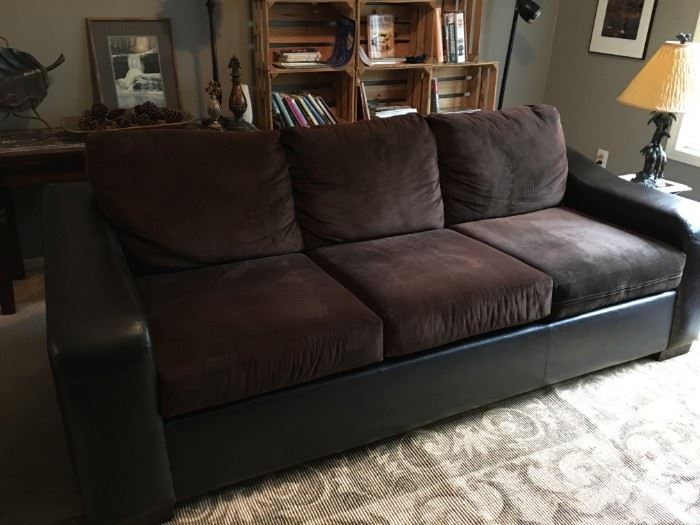 Pleather and microfiber sofa. So nice!