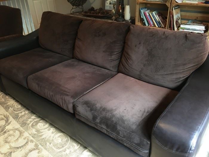Pleather and microfiber sofa. So nice!