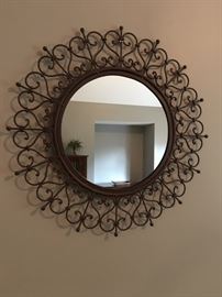 Cute metal framed mirror, 24" round.