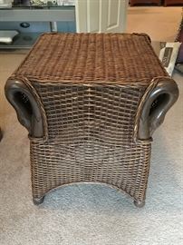 Bamboo and wicker end table.