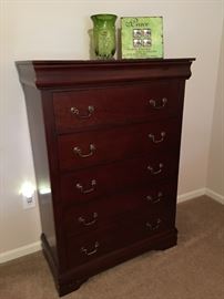 6 drawer dresser, with top drawer velvet lined.