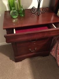 3 drawer nightstand, with top drawer velvet lined.