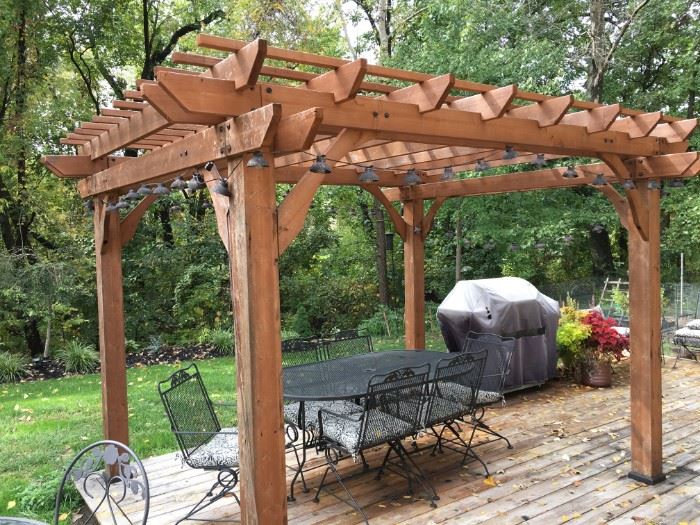 Stunning pergola! 9'11"X 8'X 8'. Easy to move, not anchored.