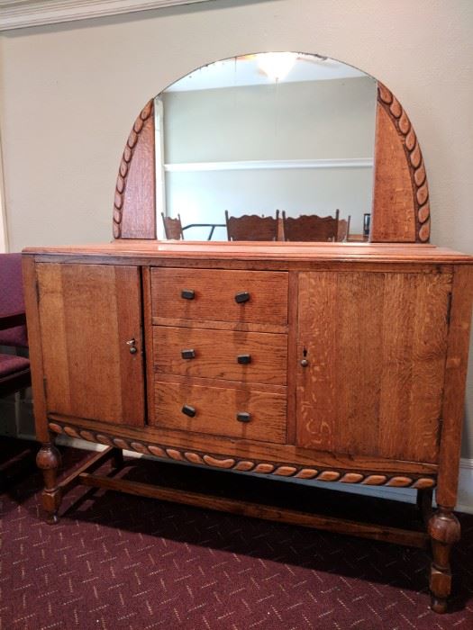 Antique Buffet with curved mirror