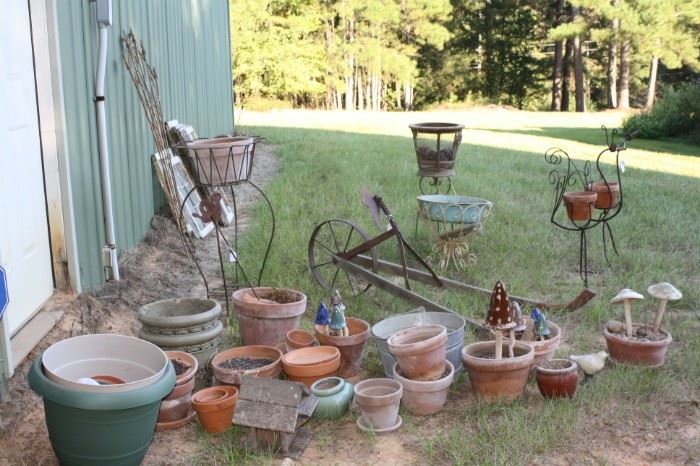 Yard art and pots