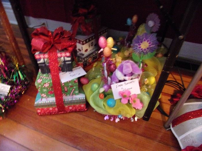 These are Easter or Christmas package hats, great to wear in a parade or fun centerpieces.