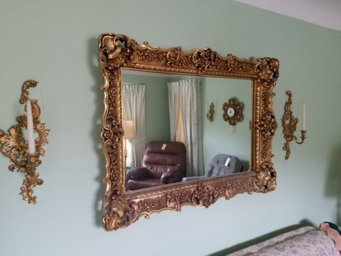 Mirror with matching candle sconces
