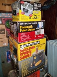 Paint shaker, oscillating spindle sander, ultrasonic cleaner