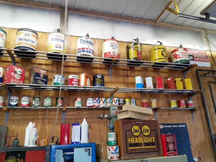 A plethora of vintage oil cans