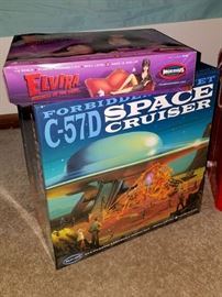 Forbidden Planet C-57D space cruiser model kit. Moebius Elvira model kit