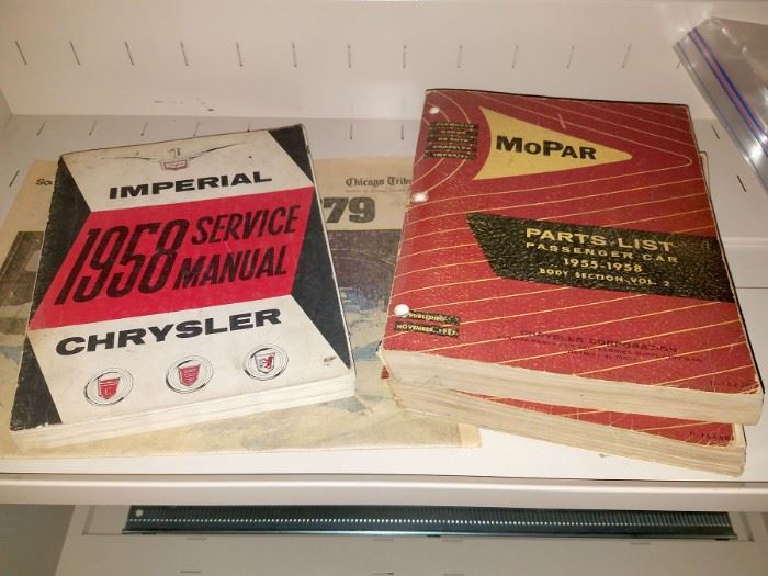 Vintage auto manuals, catalogs