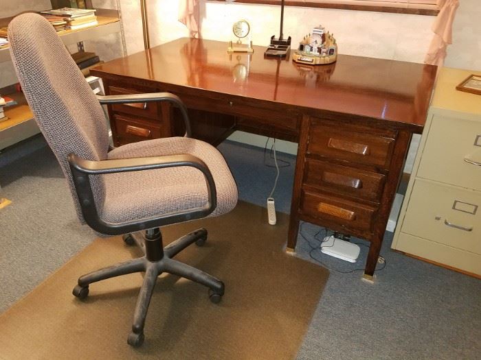 Wooden desk and office chair