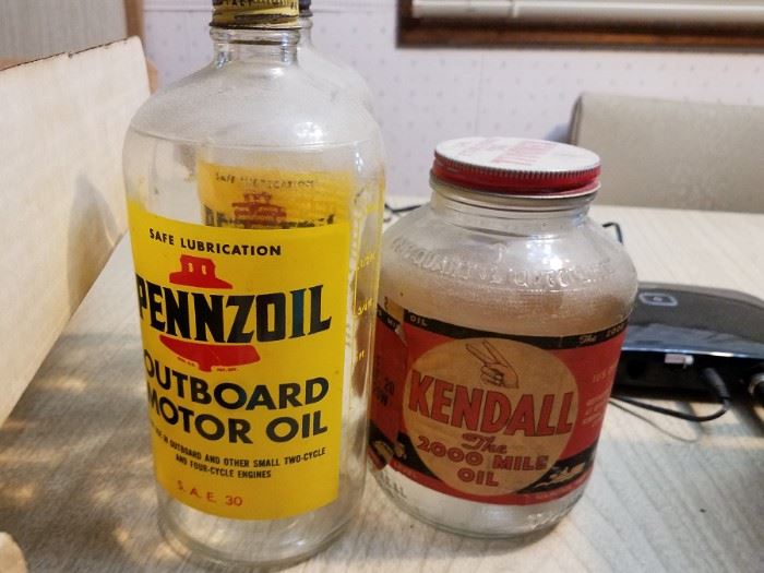 Vintage motor oil bottles