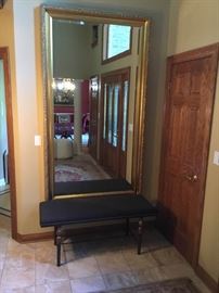 Large Hallway Mirror and Padded Bench
