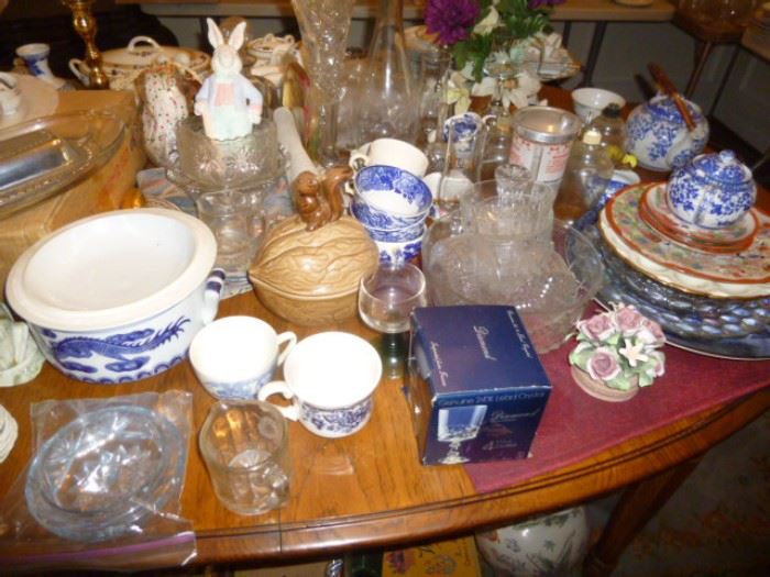 We have approx. 100 tables of vintage glassware & china throughout the house and even into the garage!