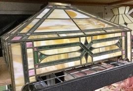 Large Vintage Stained Glass Lamp Shade