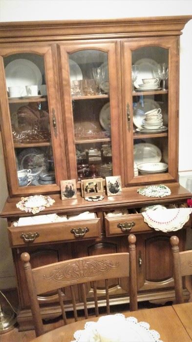 Vintage white Cedar  china cabinet