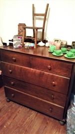 vintage short chest of drawers with matching chest, headboard, footboard and side boards
