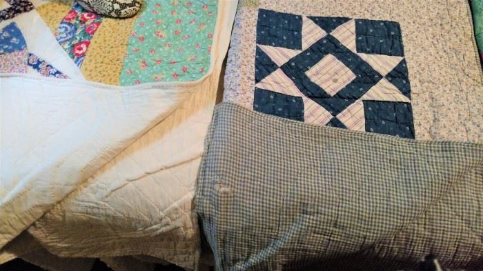 7 vintage handmade quilts
